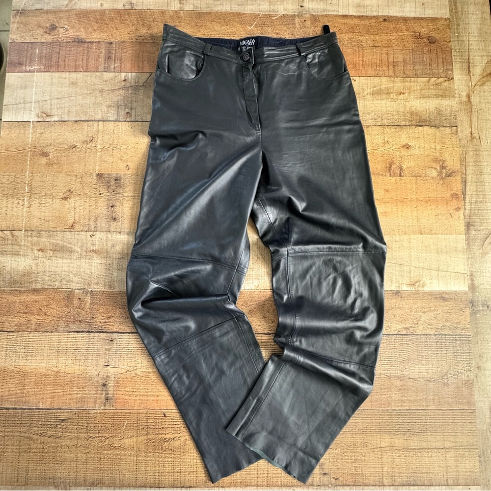 Escada Sport Black Lamb Skin Leather Trousers EU 44 US size 12